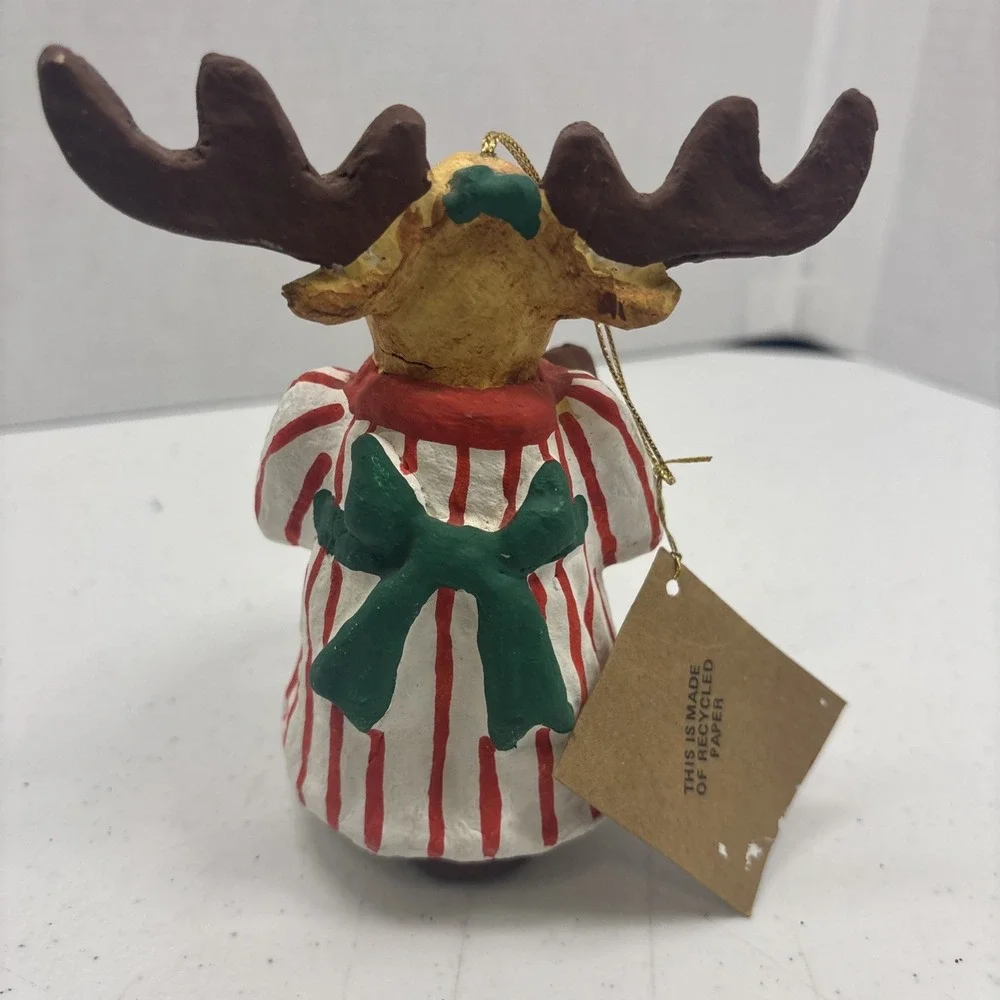 Vtg Paper Mache Christmas‎ Moose Ornament 5 1/2